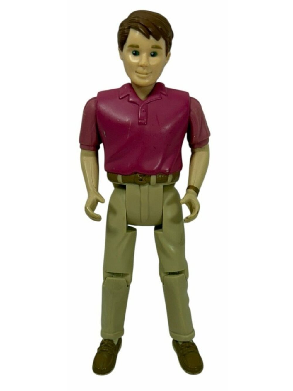Vintage 2000 Fisher Price Loving Family Dad Figure Red Shirt Brown Hair Brunette